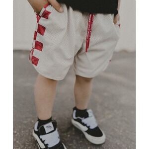 Little Trouble Red Checker Courtside Shorts Boys 12-18M Mesh Basketball NWOT